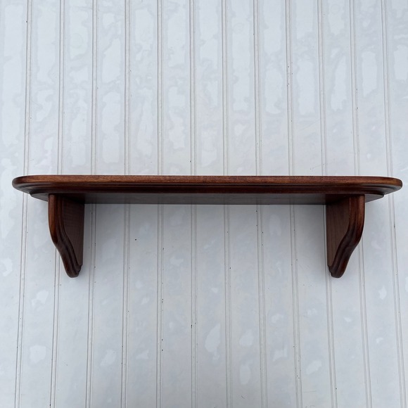 American Vintage Other - Vintage Dark Wood Floating Wall Shelf with Decorative Corbel Brackets Brown